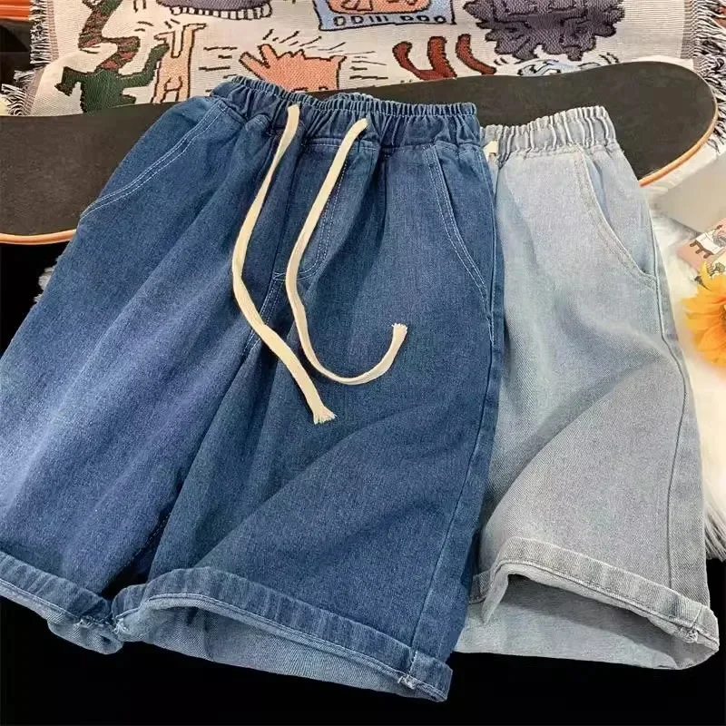 AliExpress - Jean noir Vintage Y2k pour hommes, pantalon large décontracté taille basse, short en jean porté, vêtements grande taille, short en jean 