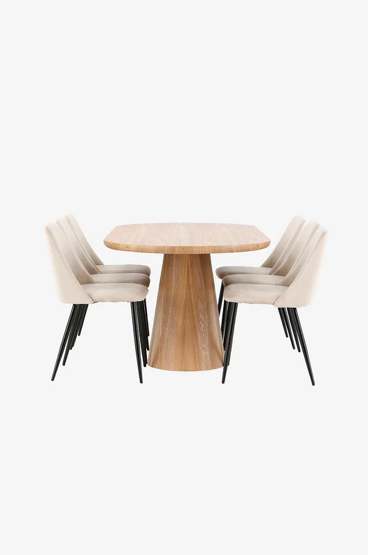 Venture Home - Ruokapöytä Stjärnö ja tuoli Night - Beige - Ruokailuryhmä 6 hengelle - - Homeroom