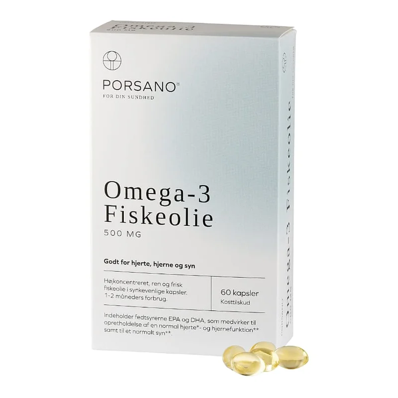 PORSANO Omega-3 Fiskeolie 60 kaps, Helse & Madvarer, Kosttilskud, Fiskeolie & Omega 3