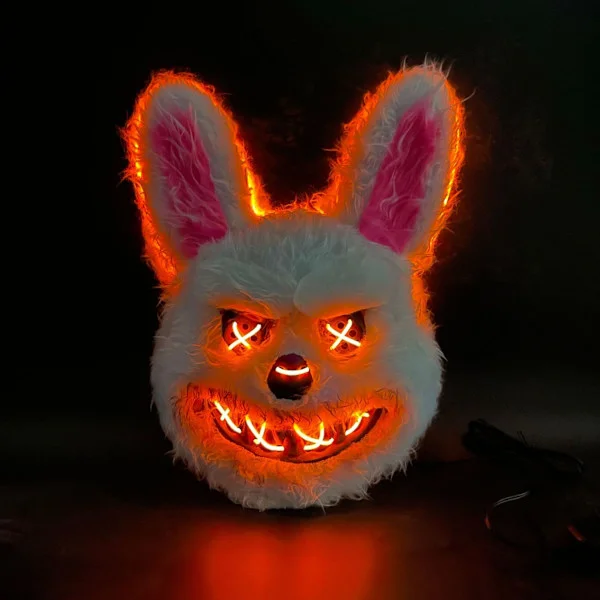Skræmmende Halloween Maske Blodig Kanin Maske - Skør Kanin Halloween LED Maske til Voksne Børn Feriefest Karneval