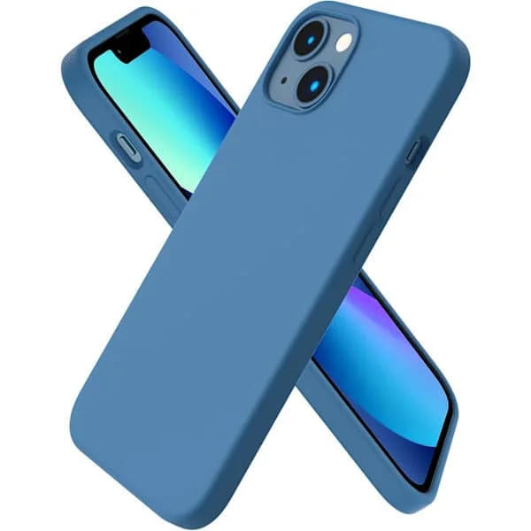 iPhone 13-fodral, flytande silikonfodral för 6,1 tums iPhone 13, ultratunt fodral, stötsäkert skyddande mjukt fodral med full täckning blå blå