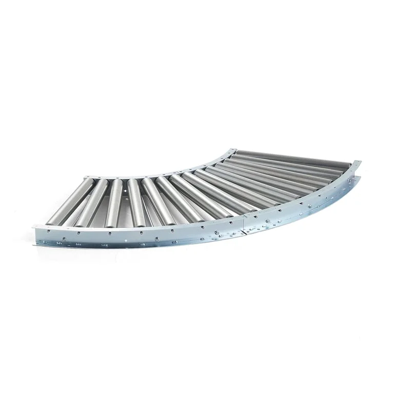 Roller conveyor LINE, 90° curved, steel rollers, 1030x500 mm
