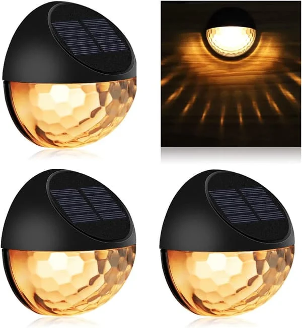 4 stk. solcellelamper for gjerde, dekorative solcellelamper for hage, vanntette trådløse utendørslamper for hage, gjerde, uteplass