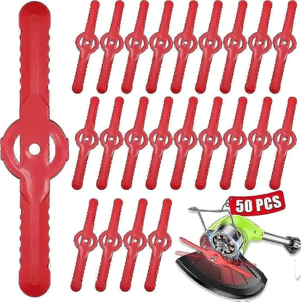 50 stk. Plastgress Trimmer Blader, 135 mm Hagemaskin Erstatningsblader Trådløs Gressklipper Klippeblader Gress Trimmer Tilbehør Verktøy