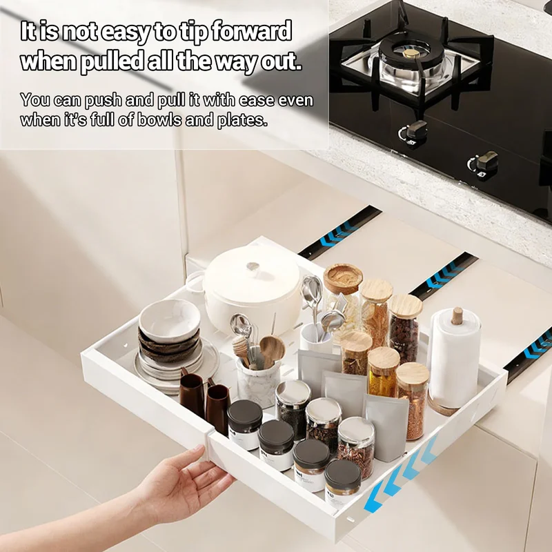 AliExpress - Carbon Steel Extendable Kitchen Pull-Out Drawer Cabinet Storage Rack Under Sink Organizer Sliding Shelving Unit for Cupboard