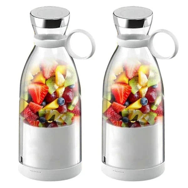 2X Bärbar Juice Blender Uppladdningsbar Juicekopp med Resekopp och Lock för att göra Juice och Smoothies 420ML