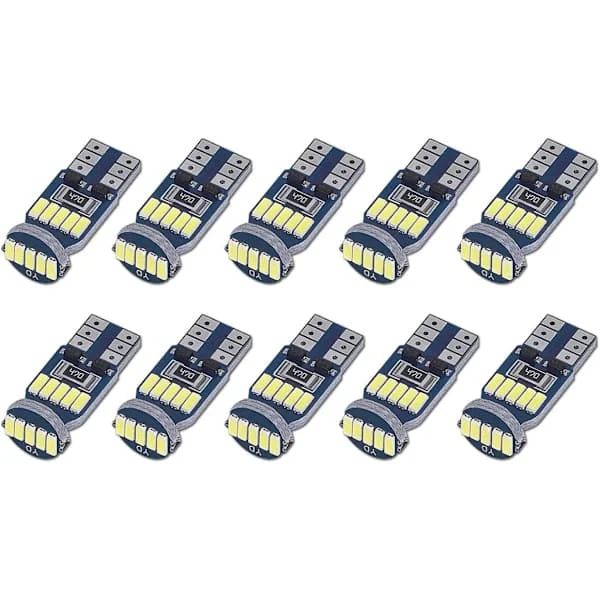 10 kpl T10 W5W Canbus virheettömät LED-lamput valkoinen 6000K - Täydellinen