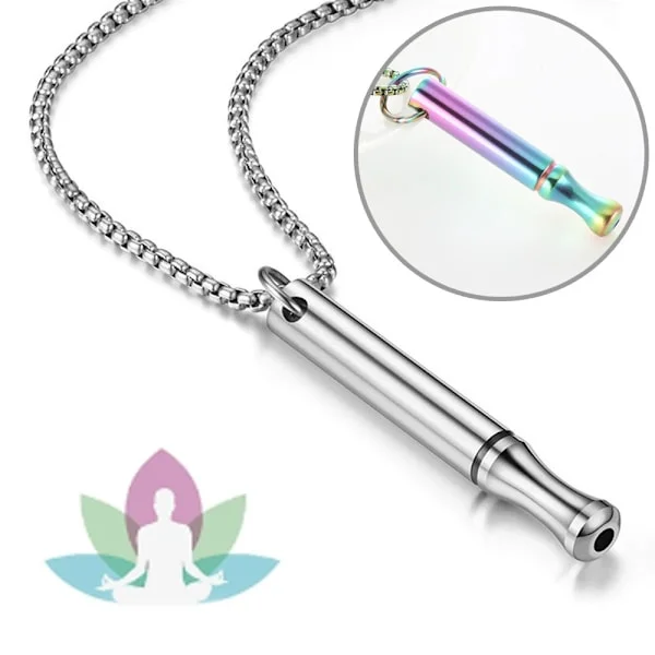 2 Stk. Åndedræts halskæder mod angst, Åndedræts halskæder i rustfrit stål til meditation, angstlindring, afslapning og motion (Sølv, Farverig)