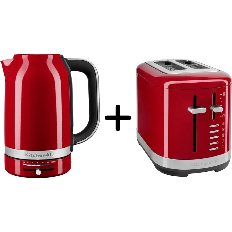 Kitchenaid 5KMT2109 Brødrister + 5KEK1701 Vannkoker, rød - Kjøp kjøkkenmaskin hos Bakeren og Kokken