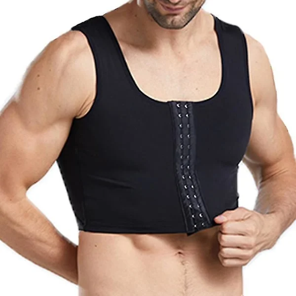 Män Gynekomasti Shaper Ny Slankning Bröstkontroll Boobs Shapewear Underkläder Mage Bälten Haka Kontroll Hook Black