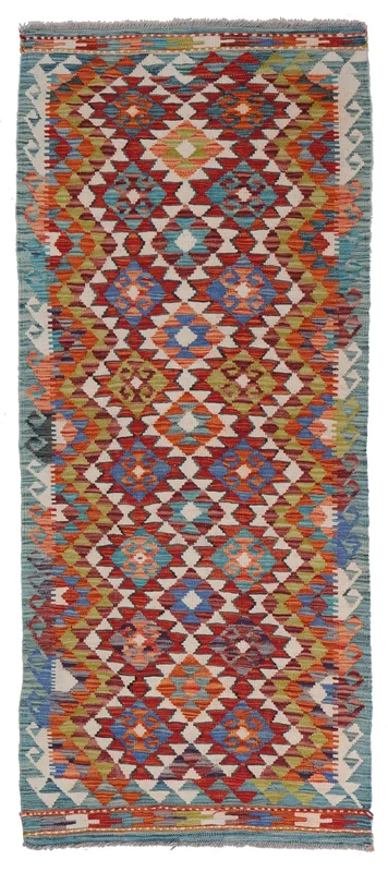 Kelim Afghan Old Style 82X198 Hallmatta Ull