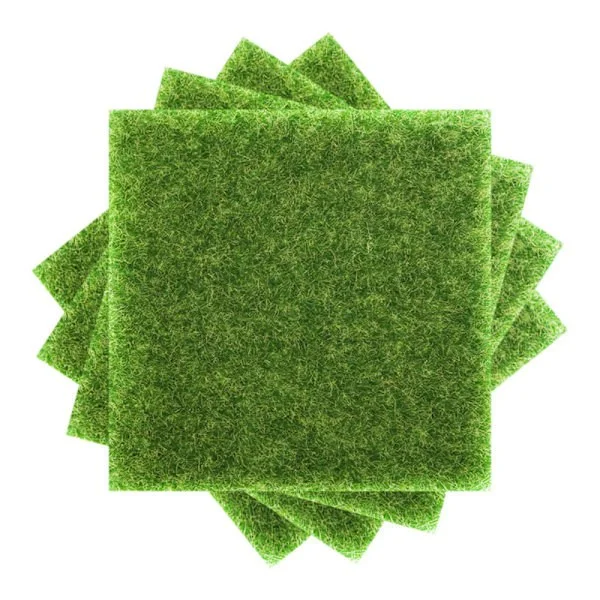 4-pack 15×15 CM Konstgräs för Dockhus, Miniatyr, Fairy Garden DIY-projekt grön 15cm*15cm
