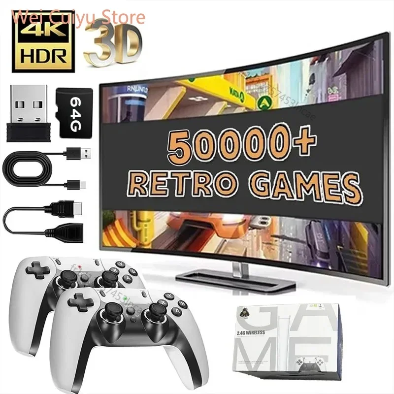 AliExpress - 64G Game Stick M15 4K Console de jeu vidéo TV manettes sans fil jeu vidéo 64G 40000 +/50000 + jeux d'arcade classiques HD deux joueurs