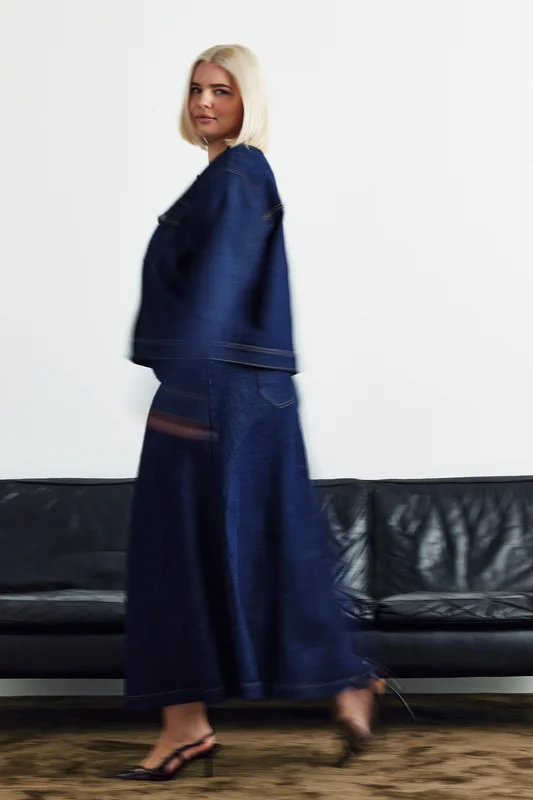 Kappahl | Lång jeanskjol Mörk denim 48 | Dam