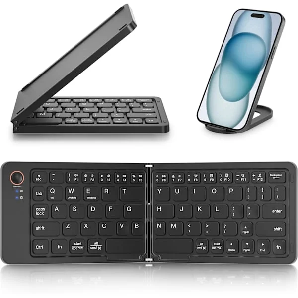 Vikbart tangentbord - trådlöst tangentbord - Bluetooth-tangentbord - minitangentbord - resetangentbord - 68 tangenter - Type-C uppladdningsbart - 180 
