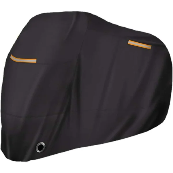 Waterproof Motorcycle Cover with Reflective Strips – Four Seasons, Waterproof, with Lock Holes and Storage Bag, Black