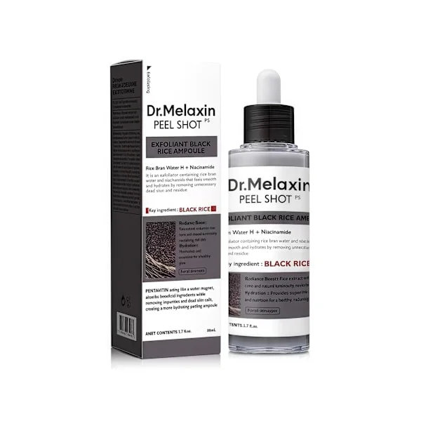【BQ】Peel Shot Glow Rice Ampoule Duo White Rice + Black Rice Softening Exfoliating Face & Body Scrub Black