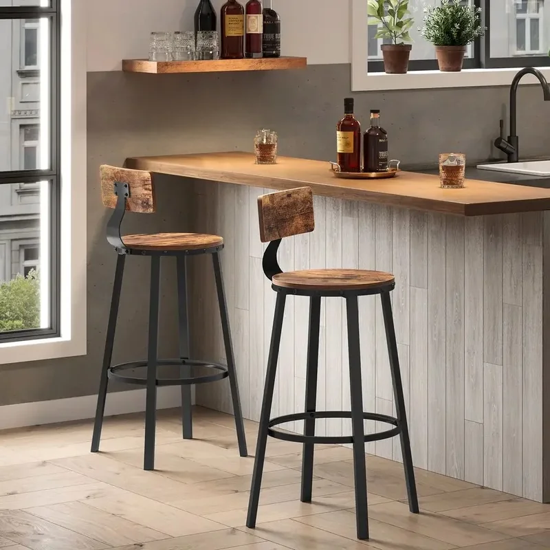 AliExpress - VASAGLE Barhocker, 2er Set, Barstuhl, Küchenstuhl mit Metallgestell, Sitzhöhe 73 cm, einfache Montage, Industrie-Design