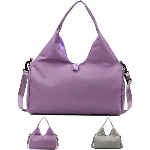 Sportbag (Lilla), Treningsbag med skofack for gymbag, fitnessbag, svømmebag, reisebag, weekendbag, reisebag for menn og kvinner