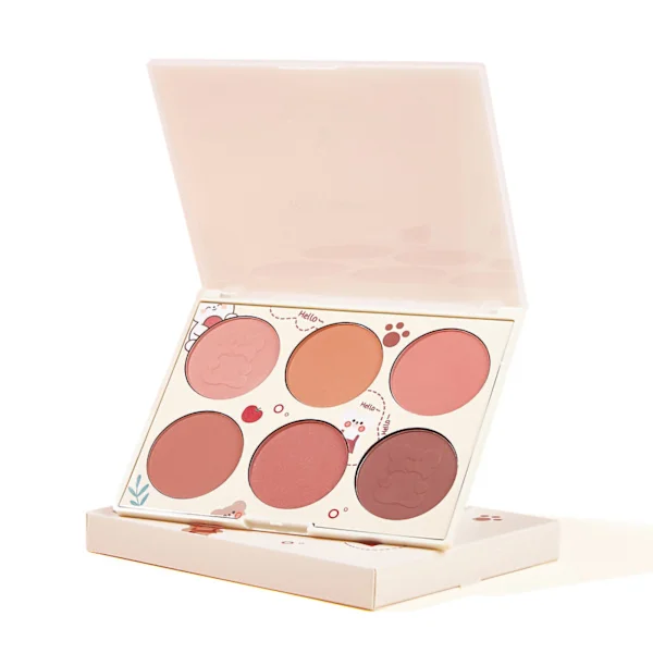 6-farget Blush Palett Dame Sminke Kontur Highlight Matt Ansikts Blush Pudder Pigmentert Kosmetikk Gave 6 Farge Blush Palett
