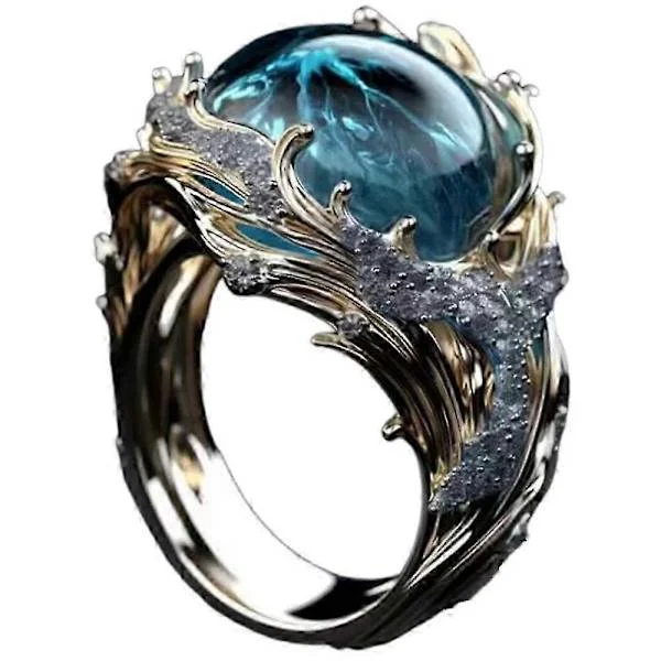 Ocean's Oath Ringer Havets Hjerterytme Boho Blå Havbølge Ringer Kreativ Gave Mote Dame Jenter Smykketilbehør