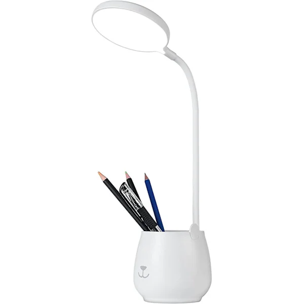 Vinterkampanj, pennhållare skrivbordslampa, touch dimbar LED-skrivbordslampa med 3 ljuslägen och 24 lysdioder, ögonskyddande sänglampa för barn, USB 