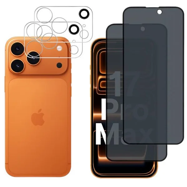 Säkerhetsglas Anti-Spion för iPhone 17 PRO MAX och Kamera Skydd [Pack 2] Film Glas Skydd Phonillico