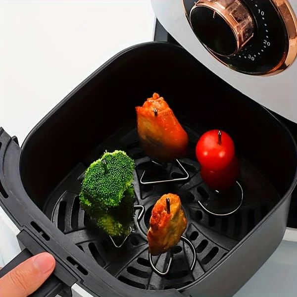 10 stk Air Fryer Stående Grillspyd, Matkvalitets Rustfritt Stål BBQ Kebabspyd for Air Fryer Ovn