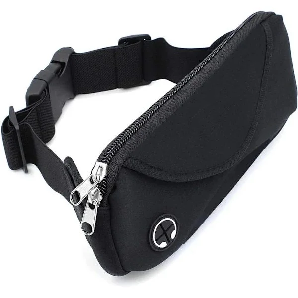 Midjeveske Fanny Pack Justerbar Stropp Tursekk, Vanntett Midjeveske Menn Kvinner Beltevesker Løpeveske med Hodetelefonkontakt for Hundelufting, Gym