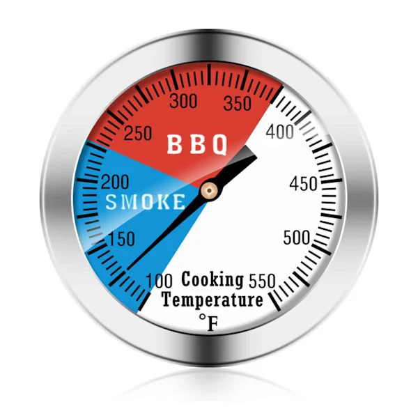 BBQ Termometer Måler - Kullgrill Pit Røyker Temp Måler Grill Termometer med Fahrenheit og Varmeindikator (1 Pakke)