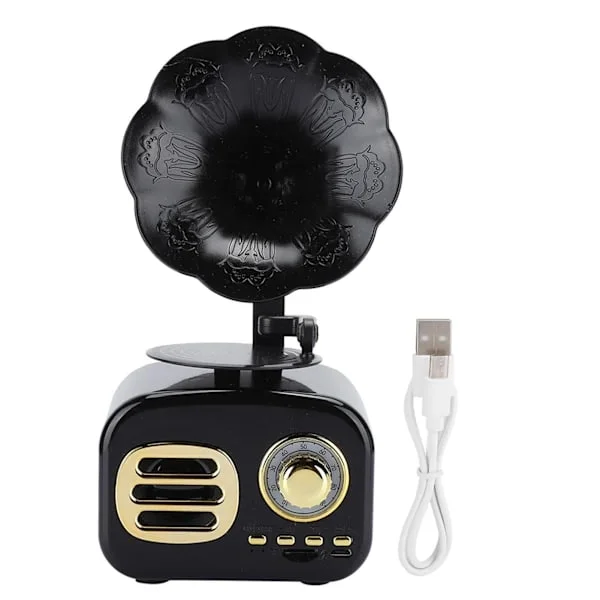 Mini Retro Bluetooth Smart Högtalare Bärbar Högtalare Musikspelare för Stationär Dator Bärbar Dator Svart
