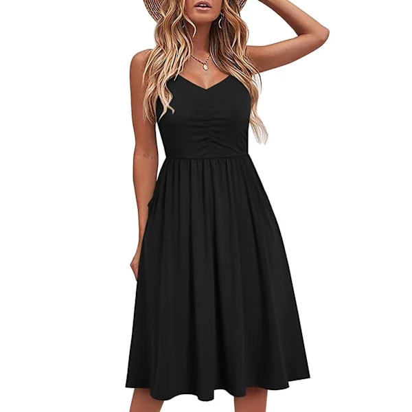 Women's Casual Style Dress, Sleeveless Cotton Summer Dress, A-Line Summer Dress with Pockets