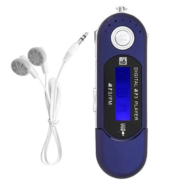 MP3-spiller med hodetelefoner 8 GB, bærbar musikk MP3 USB-spiller med LCD-skjerm FM-radio for turgåing og løping
