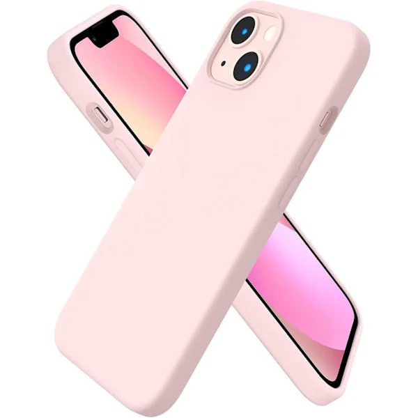 iPhone 13 Cover, Flydende Silikone Cover til 6,1 Tommer iPhone 13, Ultratyndt Cover, Fuld Dækning Stødsikkert Beskyttende Blødt Cover Kridt Pink