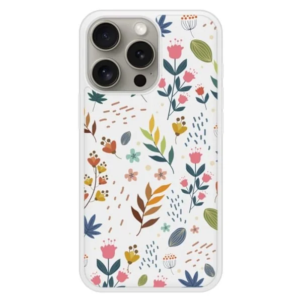 Skyddande silikonfodral med tryck, kompatibelt med Apple iPhone 15 Pro, färgglada blommor