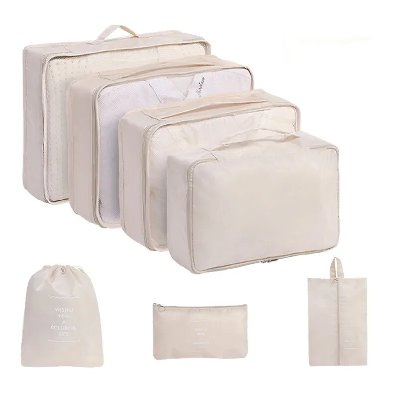 AliExpress - 7 pièces ensemble organisateur de voyage sacs de rangement valise emballage Cubes ensemble étuis Portable bagages vêtements chaussure 