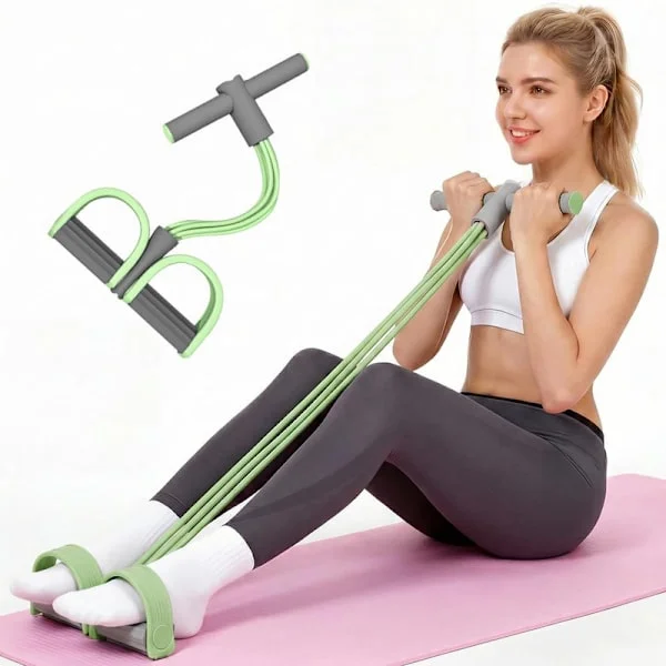 Pedal Resistance Band with Handles, 6-Tube Multifunctional Elastic Yoga Resistance Band, Natural Rubber Foot Pedal Resistance Band, Stretch Training 