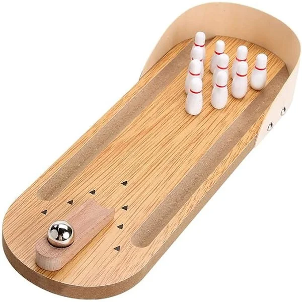 Top Mini Bowling Spil Sæt - Bordplade Træ Mini Arkade Desktop Lille Bowling Skydebane Kontor Skrivebord Stress Relief Gadgets Lille Finger