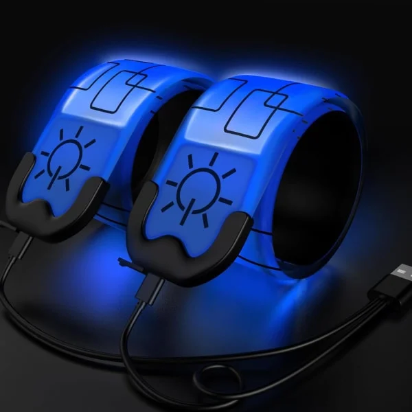 Running Armband 2-pack Running Light for Runners, Rechargeable, Reflective Running Gear, High Visibility Light Armband, LED Armband, Light Blue-FX-
