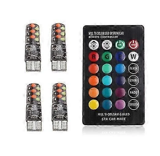 T10 W5W RGB LED Canbus 194 168 W5W 5050SMD Kupolilukuautovalo Autolamppu RGB LED-polttimo kaukosäätimellä