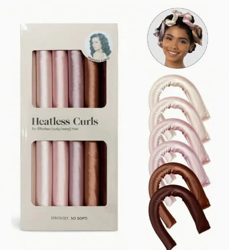 [LCS] Heatless Hair Curlers for Curls Overnight, Soft Hair Rollers to Sleep in, Heatless Curling Irons for Women, No Heat for Short & Long Hair, 6 pcs