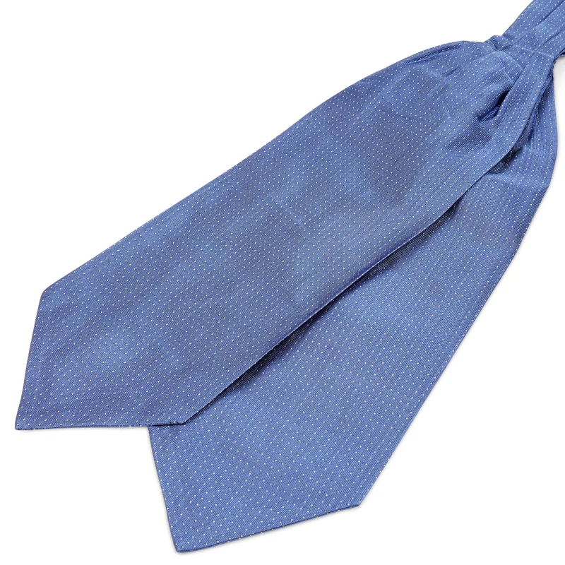 Pastel Blue Polka Dot Silk Cravat for Men