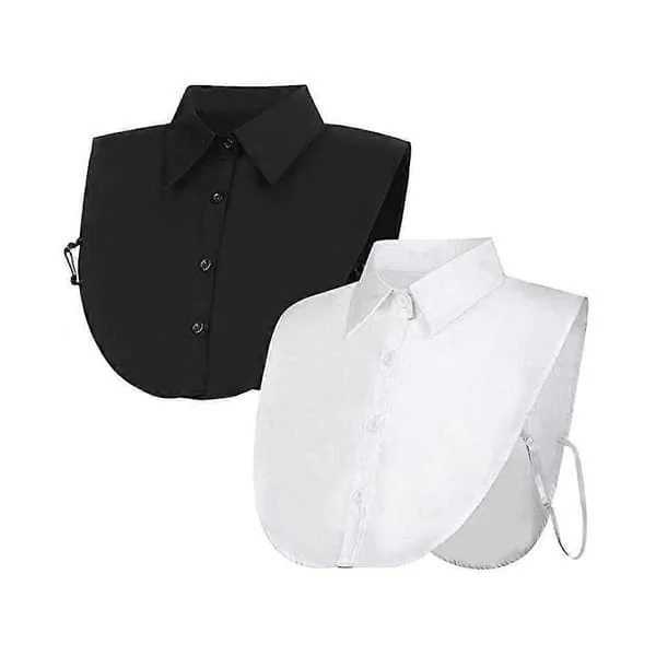 2 Pieces Collar Insert for Women, Fake Collar Detachable Collar Half Shirt Blouse Collar Insert for Women (white + black)[GPA]