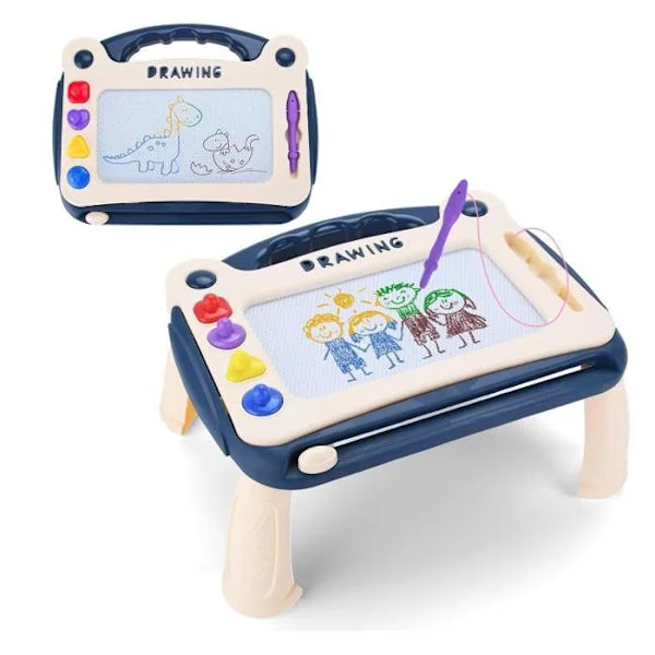 Tegnetablet til børn med foldestativ og bærehåndtag, tegnebræt til børn fra 3 år og opefter, inklusive stempler[YJD]