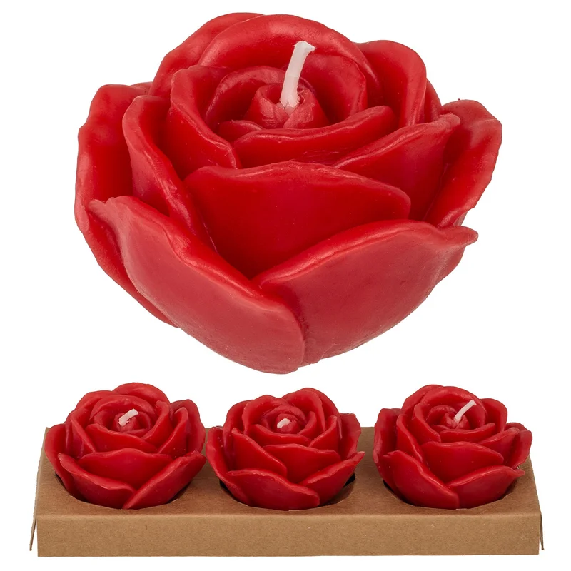 Stearinljus Röda Rosor 3-pack