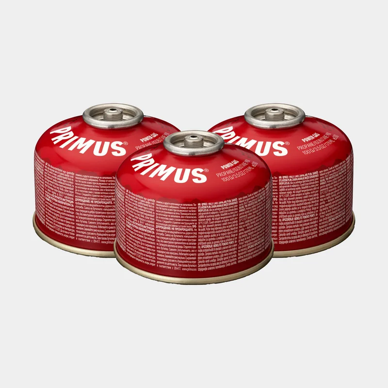 Gas canister / camping gas Primus Power Gas, threaded, -15° to +25°C, 100 grams, 3-pack
