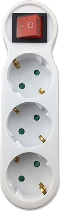 3-veis stikkontakt adapter med bryter, 3-veis rund multi-kontakt multi-stikkontakt fordeler stikkontakt