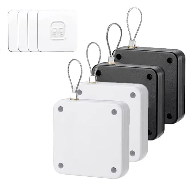 4 Pieces Automatic Door Closer, Automatic Sensor Door Closer with Pull Rope