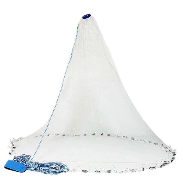 Saltvattenfiske Kastnät för Betesfälla Fisk 4/5/6 Ft Radie Kastnät med Kraftiga Zinksänken