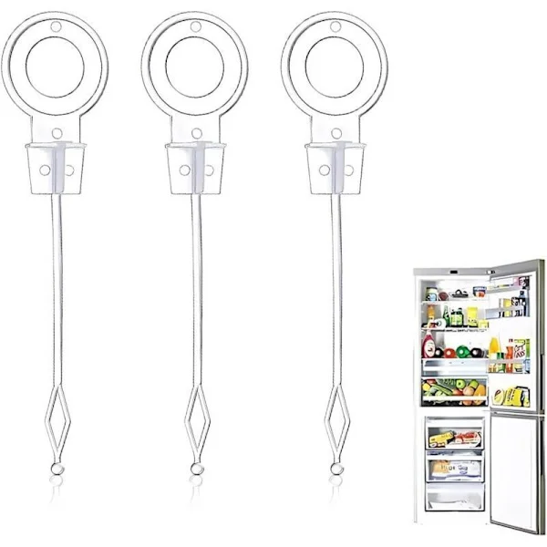 3-delt universalplunger for fryserens dreneringshull. Rengjøringsverktøy for kjøleskap. Plastavløpsåpner. Avløpsrenser for minikjøleskap (24 cm, hvit)